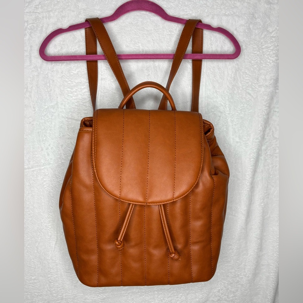 FAWN Women's “The Slouch Bag” in Amber Brown Faux Vegan Leather